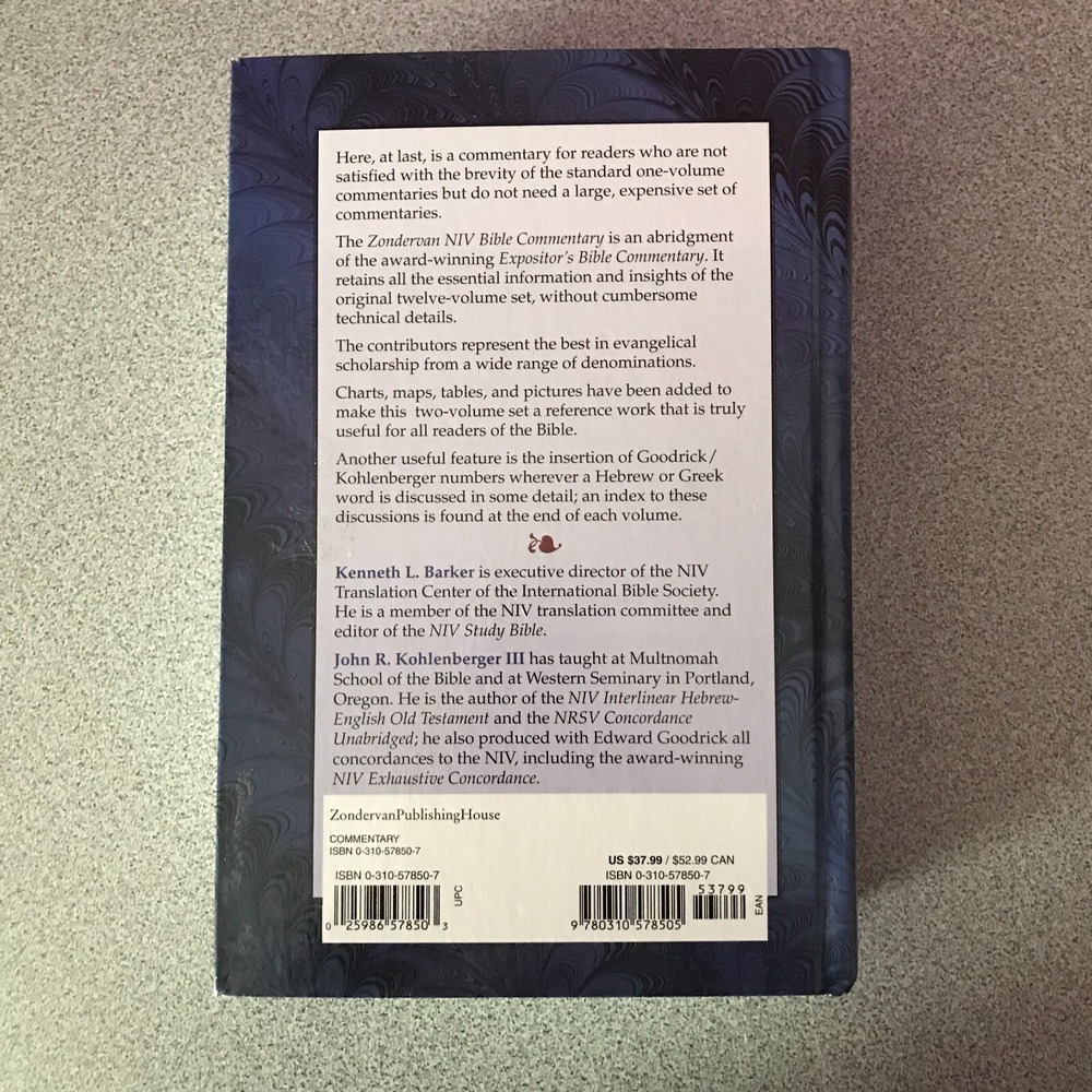 Zondervan NIV Bible Commentary Volume 1 Old Testament 1994 Hardcover - Picture 2 of 14